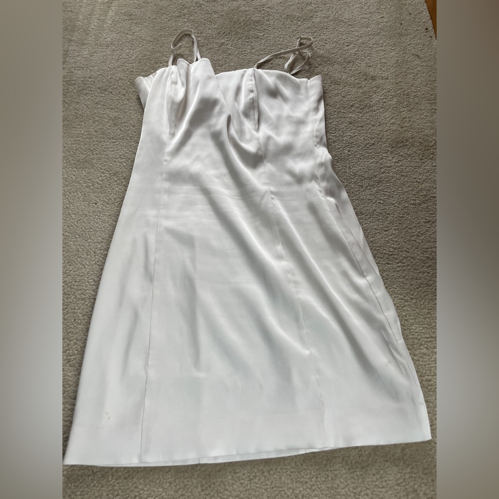 sundeh white silk satin dress